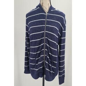 Market & Spruce Stitch Fix Navy & White Zip-Up Jacket Size Large Office Cozycore